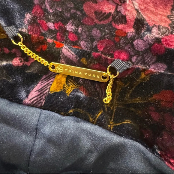 TRINA TURK silk velvet navy floral grand garden loose blazer jacket lapel M - Picture 3 of 9